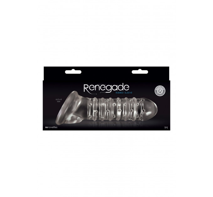 Насадка на пеніс, що подовжує RENEGADE RIBBED EXTENSION CLEAR