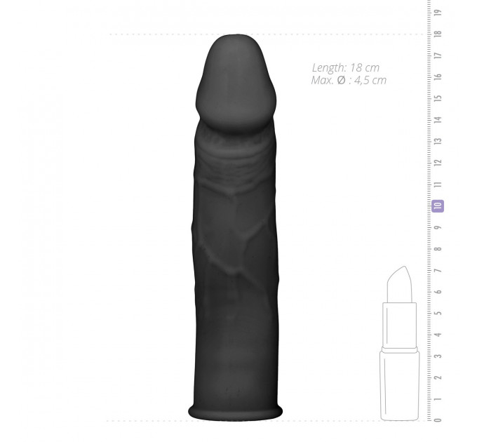 Насадка реалистичная удлиняющая EasyToys the Extender Sleeve 100% силикон, черная