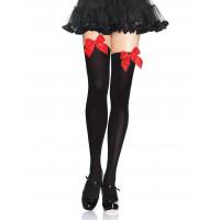 Непрозрачные высокие черные чулки с красным бантом Leg Avenue O\S