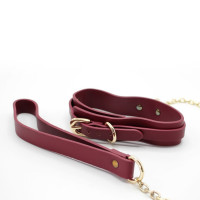 Нашийник з ланцюжком Rоomfun з металевою фурнітурою, бордовий