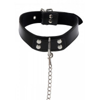 Ошейник широкий с поводком Taboom Luxury Bondage Essentials черный
