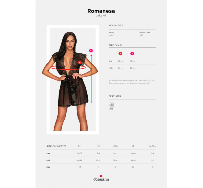 Кружевной халат Obsessive Romanesa peniuar L/XL