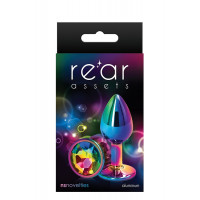 Радужная анальная пробка REAR ASSETS RAINBOW, S