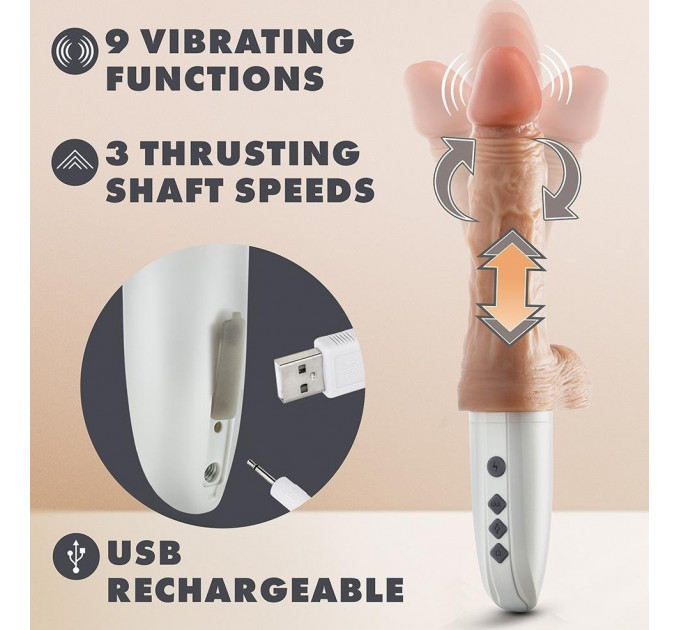 Вібратор на підставці Blush Dr. Skin Dr. Hammer з фрикціями та функцією нагрівання, з пультом