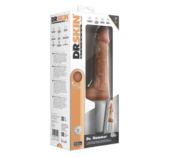 Вібратор на підставці Blush Dr. Skin Dr. Hammer з фрикціями та функцією нагрівання, з пультом
