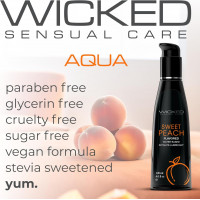 Съедобный лубрикант со вкусом персика Wicked Aqua Sweet Peach на водной основе, 120 мл