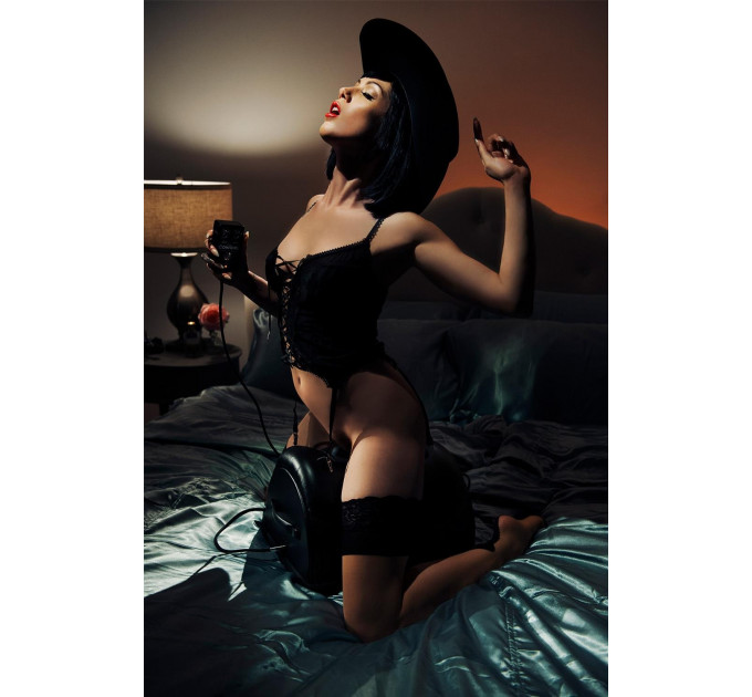 Секс-машина Cowgirl Premium з вібрацією та ротацією, з 2 насадками, чорна