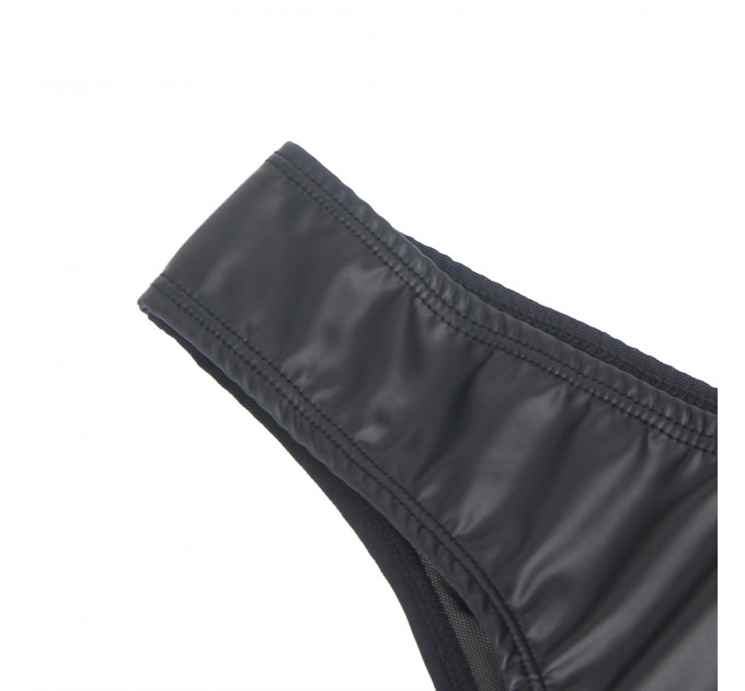 Труси на блискавці Star Night з екошкіри, чорні, M