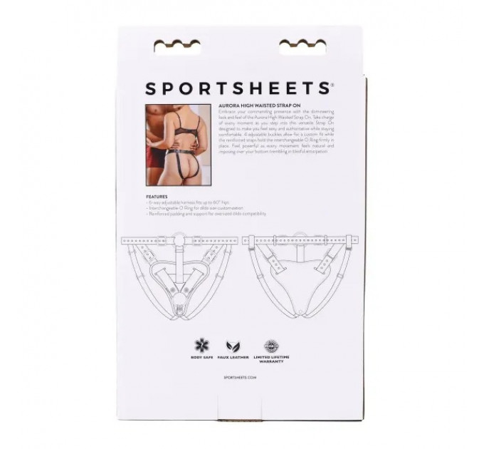 Трусики для страпонов Sportsheets Aurora High Waisted черные