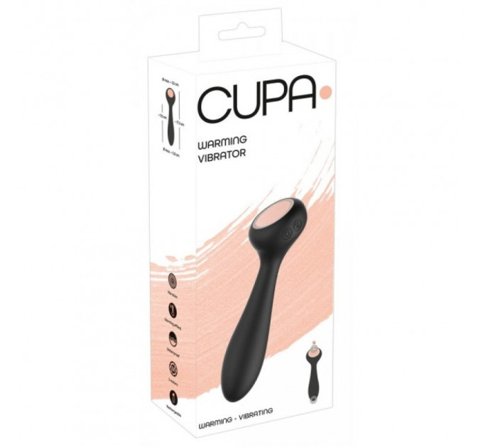 Универсальный вибратор с обогревом CUPA Warming Vibrator двухсторонний, черный, 17.3 см