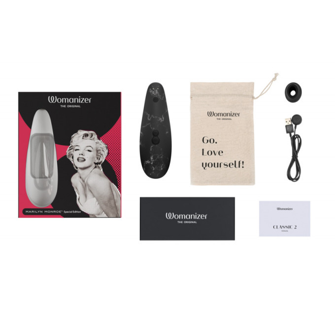 Вакуумный стимулятор клитора Womanizer Marilyn Monroe Black Marble