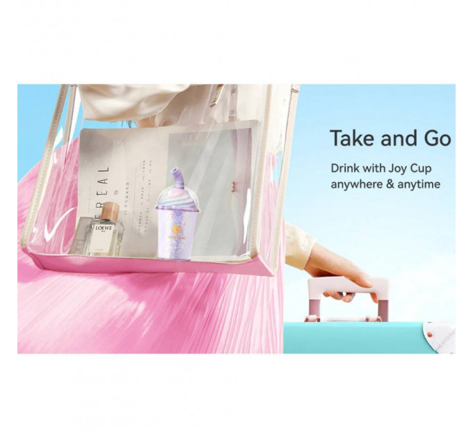 Вакуумний стимулятор у формі стаканчика з трубочкою BeYourLover Joy Cup сяючий бузковий, 9.1 см х 4.6 см