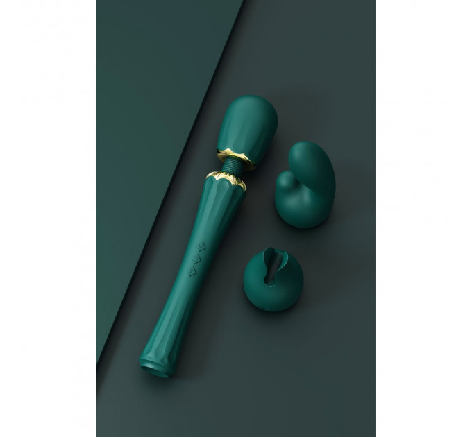 Вибратор микрофон с насадками Zalo Kyro Wand Turquoise Green