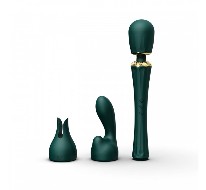 Вибратор микрофон с насадками Zalo Kyro Wand Turquoise Green