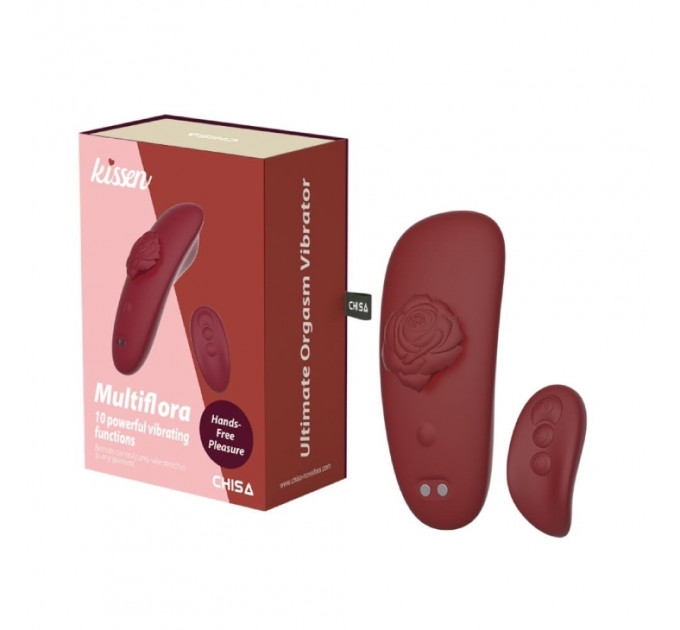 Вибрационный стимулятор в трусики Chisa Kissen Multiflora с пультом, красный