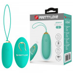 Виброяйцо Pretty Love JENNY с пультом, 12 режимов, бирюзовое, 7 х 2.8 см