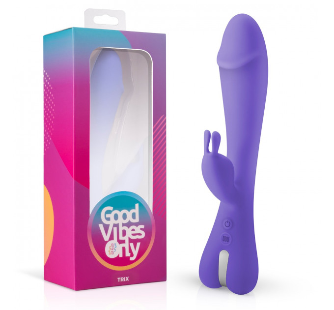 Вибратор-кролик Trix Good Vibes Only, силиконовый, фиолетовый, 22.5 см х 4 см