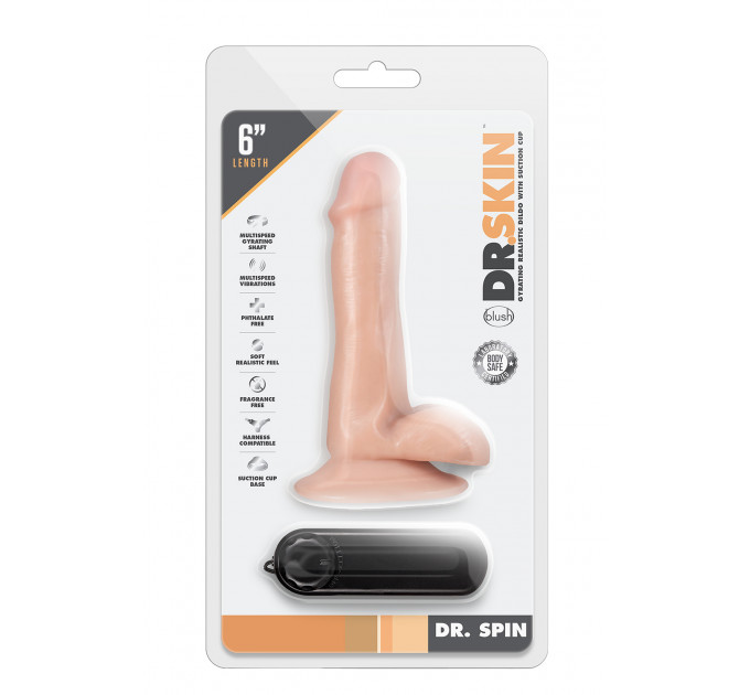 Вибратор с вращением Blush DR SKIN DR SPIN 6INCH GYRATING DILDO