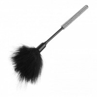 Тиклер с перьями на короткой ручке со стразами DS Fetish Diamond, черный