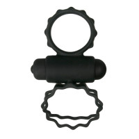 ET355BLK Эрекционное кольцо двойное Duo Cockring с вибро, черное ET355BLK Эрекционное кольцо двойное Duo Cockring с вибро, черное
