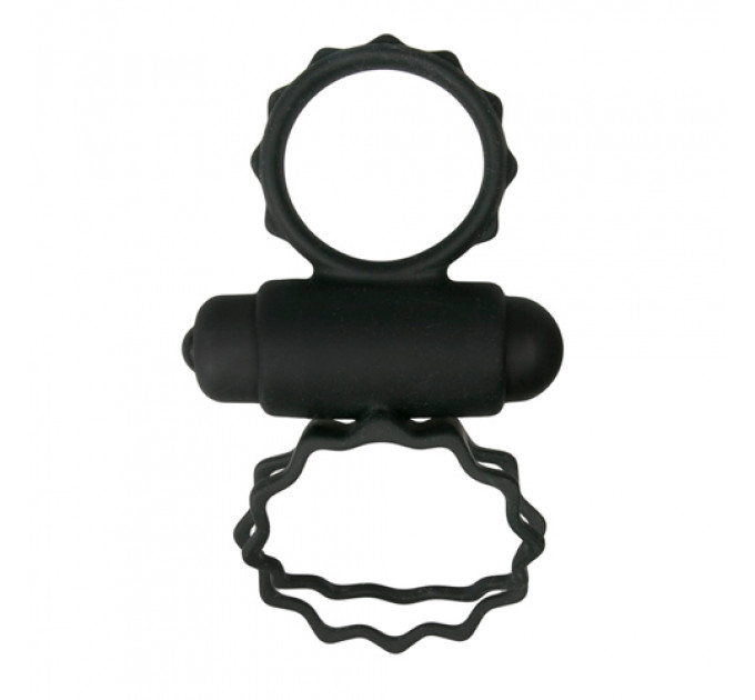 ET355BLK Эрекционное кольцо двойное Duo Cockring с вибро, черное