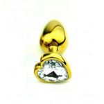 Анальная пробка Gold Metal Heart Diamond, S