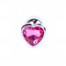 Анальная пробка с камнем Plug-Jewellery Silver Heart PLUG- Pink размер S