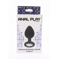 Анальна пробка з кристалом ToyJoy Diamond Booty Jewel, чорний, Medium