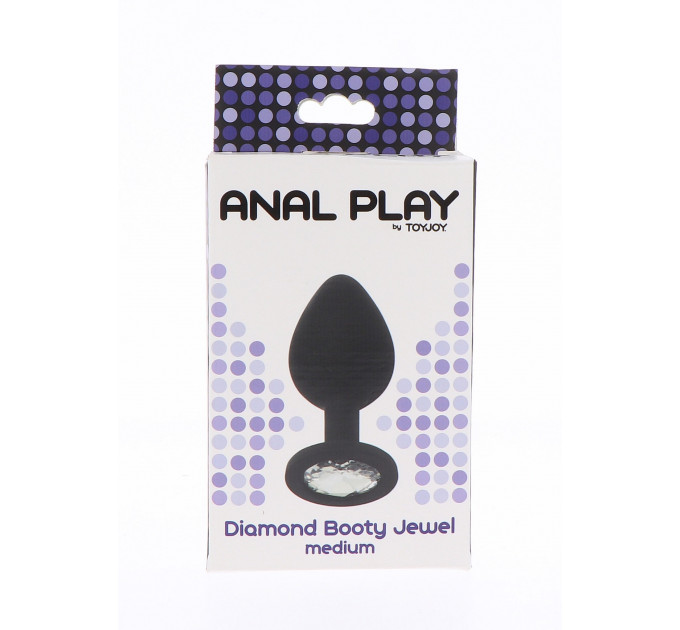 Анальная пробка с кристаллом ToyJoy Diamond Booty Jewel, черный, Medium