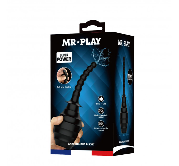 Анальний душ із гнучким носиком Pretty Love MR PLAY у вигляді анального стимулятора, чорний, 330 мл