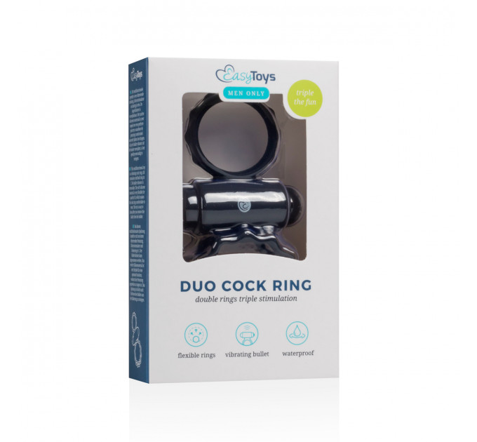 ET355BLK Эрекционное кольцо двойное Duo Cockring с вибро, черное