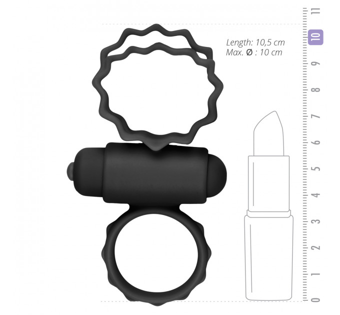 ET355BLK Эрекционное кольцо двойное Duo Cockring с вибро, черное