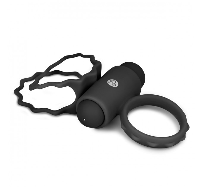 ET355BLK Эрекционное кольцо двойное Duo Cockring с вибро, черное