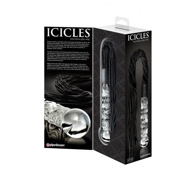 Фаллоимитатор-кнут Pipedream Icicles No 38 стекло и замш, 17 см