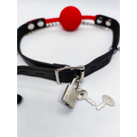 Кляп із затискачами на соски DS Fetish Locking gag with nipple clamps black/red