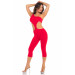 Комбінезон з відкритим плечем Pink Lipstick One Shoulder Cropped Catsuit, червоний, S/M