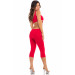 Комбінезон з відкритим плечем Pink Lipstick One Shoulder Cropped Catsuit, червоний, S/M
