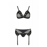 Комплект белья со шнуровкой по лифу и поясом для чулок NESSY SET black S/M - Passion