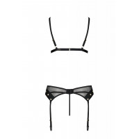 Комплект белья со шнуровкой по лифу и поясом для чулок NESSY SET black S/M - Passion
