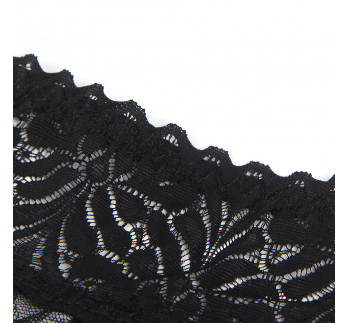 Мереживні трусики з пажами для панчох Star Night і відкритим доступом, чорні, XS-S