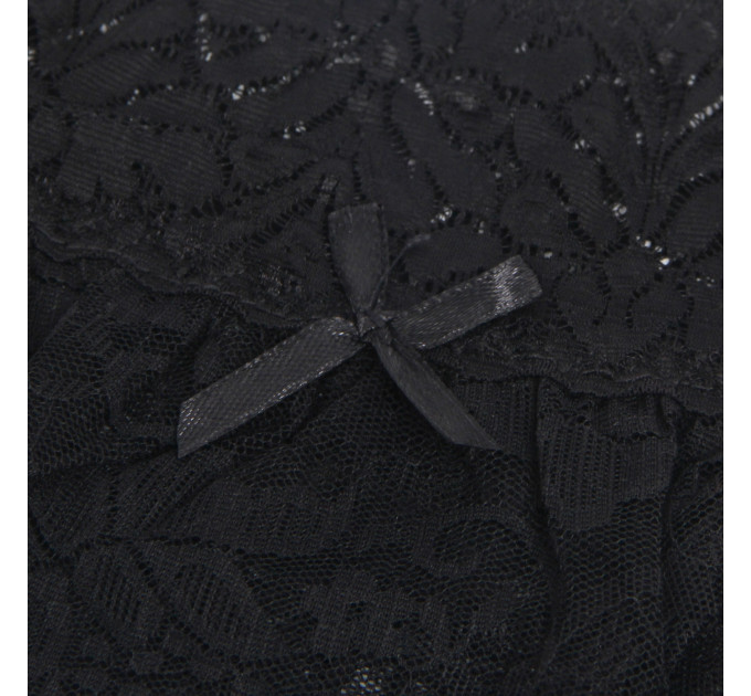 Мереживні трусики з пажами для панчох Star Night і відкритим доступом, чорні, XS-S