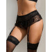 Мереживні трусики з пажами для панчох Star Night і відкритим доступом, чорні, XS-S
