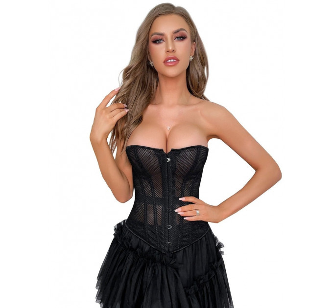 Корсет в сеточку Star Night с трусиками, черный, XXL (без коробки)
