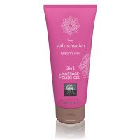 Лубрикант та масажне масло 2 в 1 HOT SHIATSU Massage-& Glide gel 2 in1 Raspberry scent, 200 мл