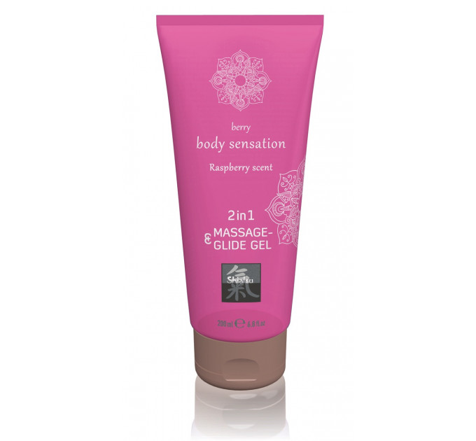 Лубрикант и массажное масло 2 в 1 HOT SHIATSU Massage-& Glide gel 2in1 Raspberry scent, 200 мл