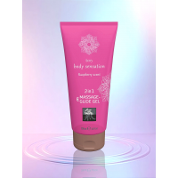 Лубрикант и массажное масло 2 в 1 HOT SHIATSU Massage-& Glide gel 2 in1 Raspberry scent, 200 мл