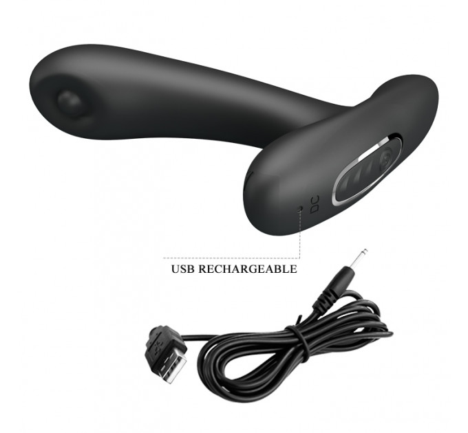 Массажер простаты Pretty Love Remington с пульсацией, черный, 11 х 2,8 см