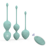 Набір вагінальних віброкульок Every Night Toys Audrey, 3 шт, з дистанційним пультом, бірюзовий