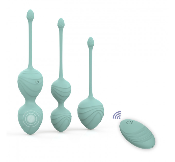 Набор вагинальных виброшариков Every Night Toys Audrey, 3 шт, с дистанционным пультом, бирюзовый