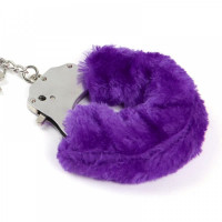 Наручники металеві Roomfun з товстим фіолетовим хутром FURRY CuffS